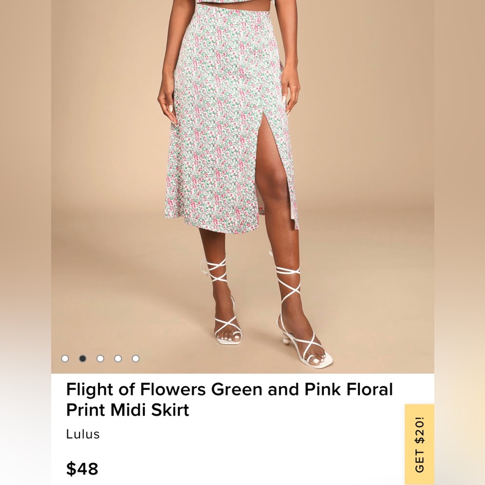 Lulus Flight of Flowers Green and Pink Floral Print Midi Skirt